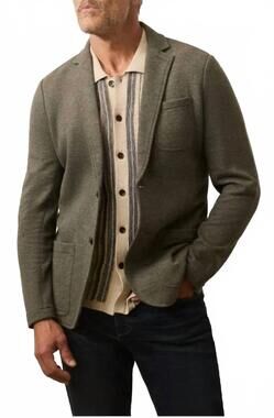 NEW FAHERTY inlet knit blazer in olive leaf melange